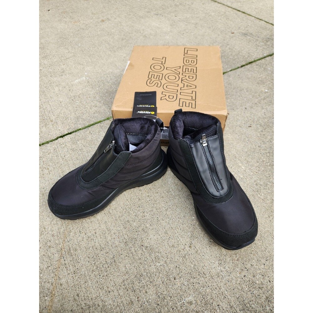FitVille Wide Width Womens CozyCore Winter Boots V18 Black Snow Boots Size 7EW